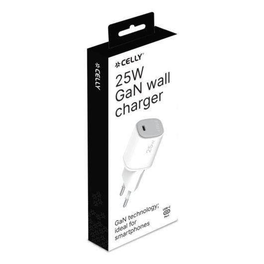 Wandladegerät Celly UPTC 25W USB-C GaN Weiß