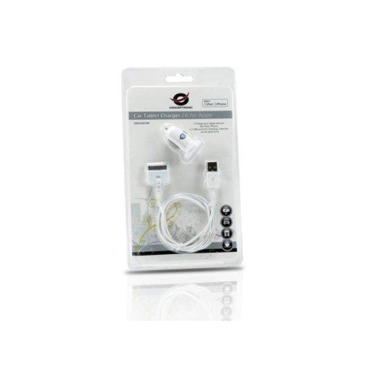Caricatore Auto 2 Porte USB 5V Bianco Conceptronic CUSBCAR2ASET