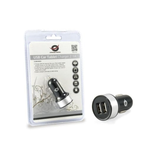 Dual-USB-Autolader Conceptronic CUSBCAR2A 2.1A Silber
