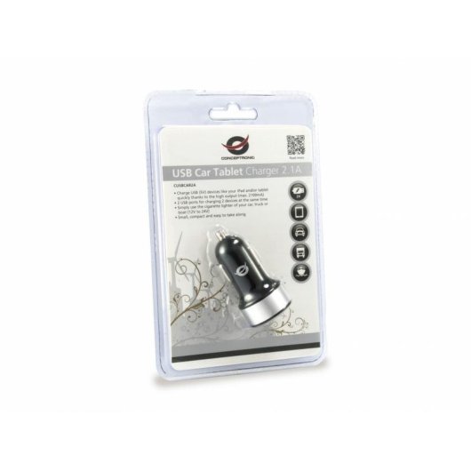Dual-USB-Autolader Conceptronic CUSBCAR2A 2.1A Silber