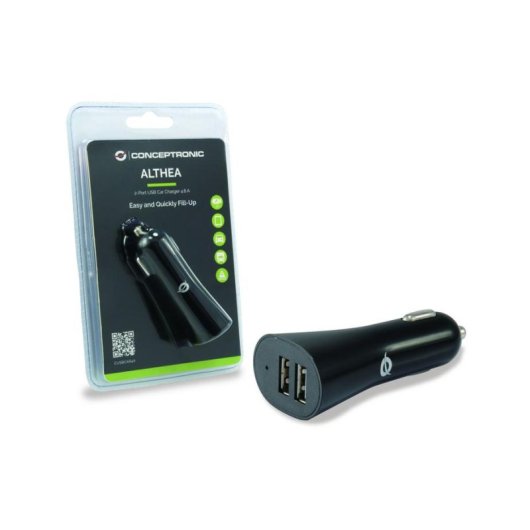 Carregador de Carro USB Conceptronic 2 Portos 4,2 A Preto
