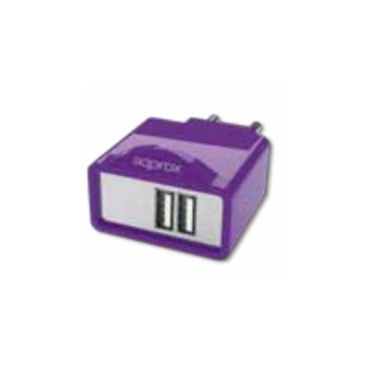 Wandladegerät universell APPROX appUSBWALL21P 2 USB-Ports 5V/2,1A lila