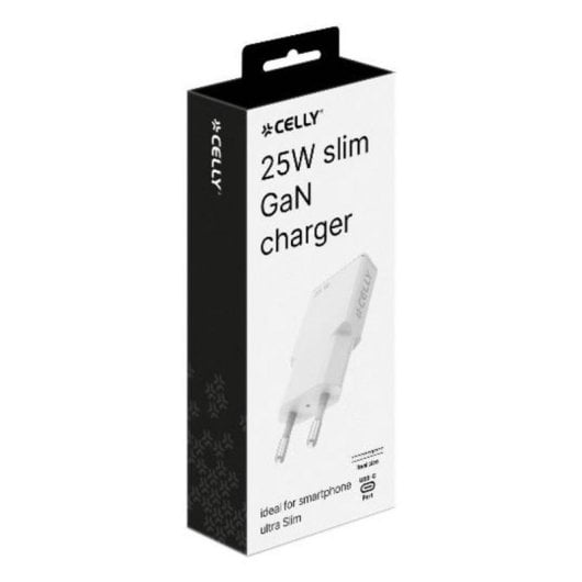 Carregador USB-C 25W Celly SLIMTC1C25W Interior Branco