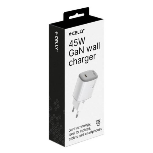 Caricatore USB-C 45W Celly UPTC1USBC45WWH Interno Bianco