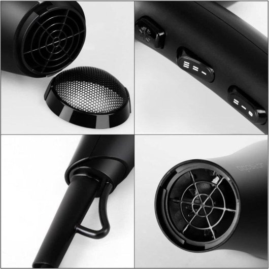 Sèche-cheveux Professionnel Ionique Dam Electronics 2400W 3 Températures 2 Vitesses Accessoires