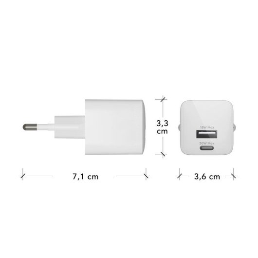 Cargador dbramante1928 CH18EUWH7098 Universal 30W USB-C y USB-A Blanco