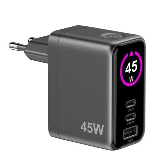 Ladegerät Celly TCSCREEN2C1A45W 45W 2 USB-C Ports GaN Schwarz