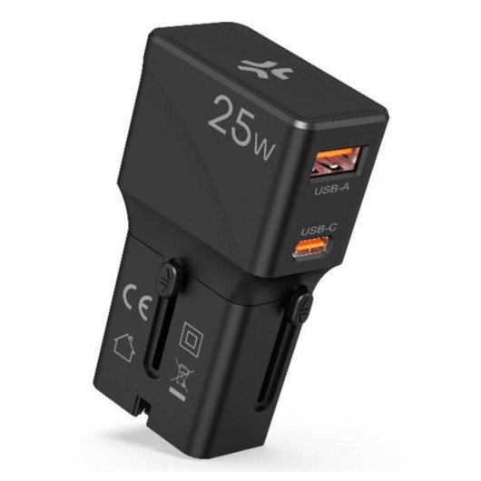 Ladegerät Celly MULTIPLUGSL25W USB-C und USB-A 25W Schwarz