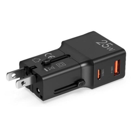 Ladegerät Celly MULTIPLUGSL25W USB-C und USB-A 25W Schwarz