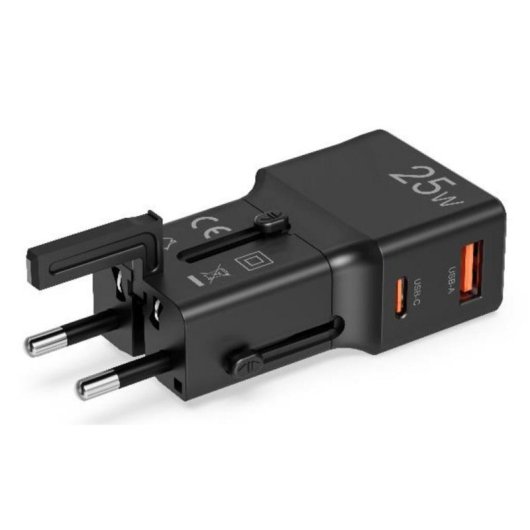 Ladegerät Celly MULTIPLUGSL25W USB-C und USB-A 25W Schwarz