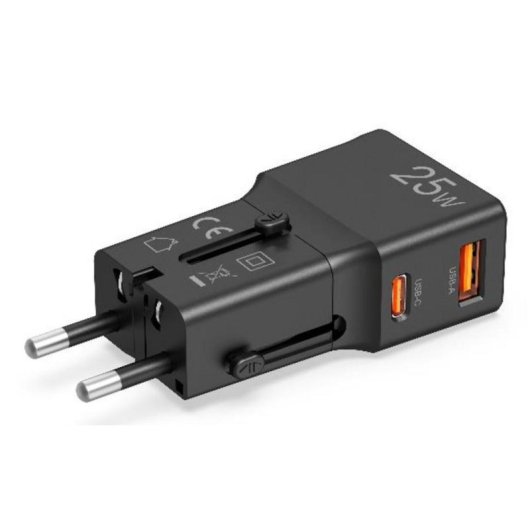 Ladegerät Celly MULTIPLUGSL25W USB-C und USB-A 25W Schwarz