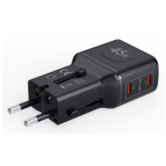 Ladegerät Celly MULTIPLUGSL45W 45W USB-C und USB-A Schnellladung Schwarz