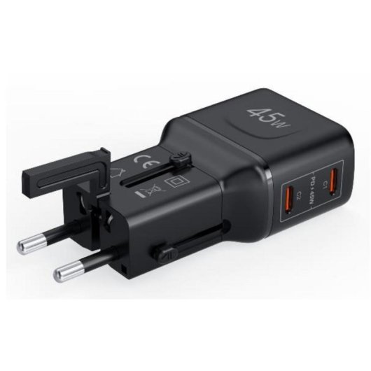 Ladegerät Celly MULTIPLUGSL45W 45W USB-C und USB-A Schnellladung Schwarz