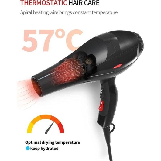 Secador de Pelo Profesional Iónico Dam Electronics 3500W 3 Temperaturas 2 Velocidades con Difusor Azul