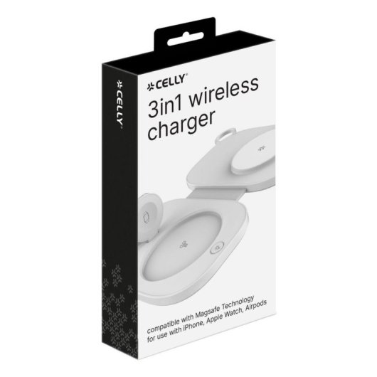 Cargador Inalámbrico Celly MAGPOCKET3IN1WH USB Blanco MagSafe