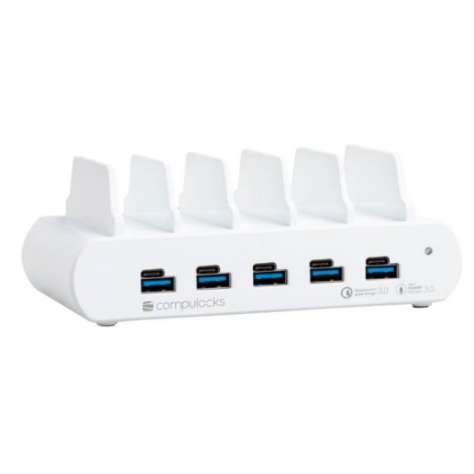 Cargador de 5 Puertos USB Compulocks Estación de Carga Interior Blanco