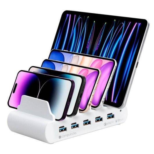 Cargador de 5 Puertos USB Compulocks Estación de Carga Interior Blanco