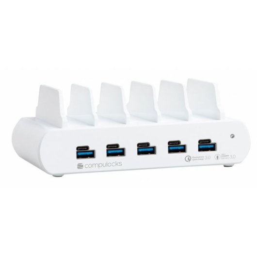 Cargador de 5 Puertos USB Compulocks Estación de Carga Interior Blanco
