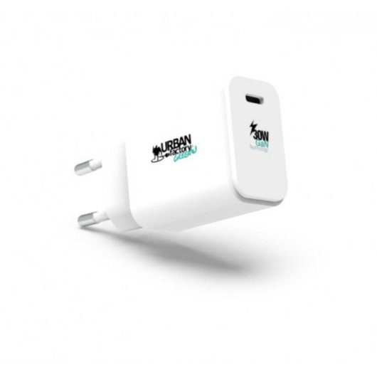 Cargador Urban Factory WCD95UF-ECO 30W USB-C Power Delivery Blanco