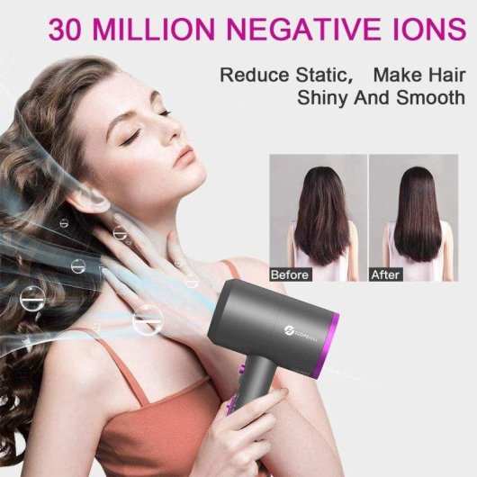 Sèche-cheveux Ionique Professionnel Dam Electronics 1800W 2 Températures 3 Vitesses Gris