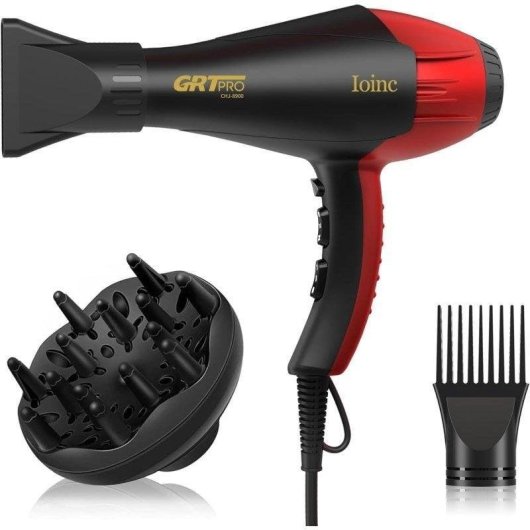 Sèche-cheveux Professionnel Ionique Dam Electronics 2400W 3 Températures 2 Vitesses Diffuseur 2 Buses Noir