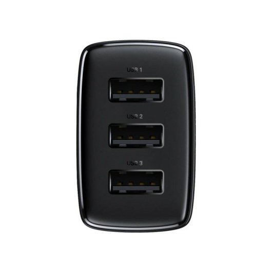Cargador Baseus CCXJ020101 Interior 3 Puertos USB 2.0 17W Negro
