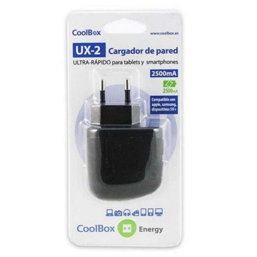 Wandladegerät CoolBox UX-2 2 USB-Ports 2500mA Schwarz
