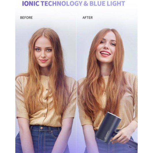 Sèche-cheveux Ionique Pliable Dam Electronics 2200W 2 Températures 2 Vitesses Diffuseur Bleu