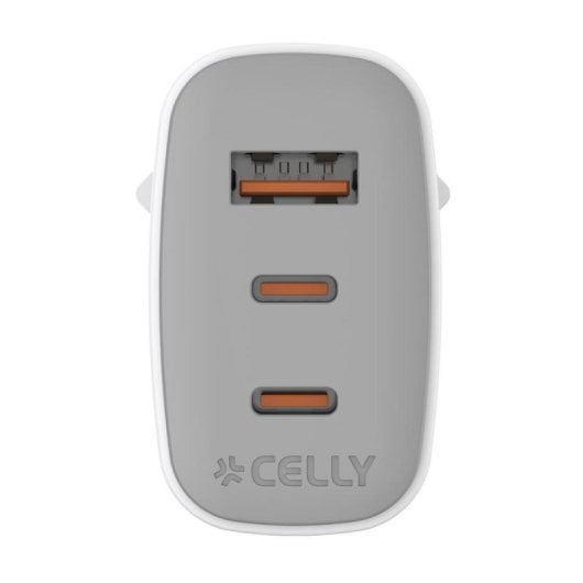 Wandladegerät Celly UPTC 65W 2 USB-C-Ports und 1 USB-A GaN Weiß