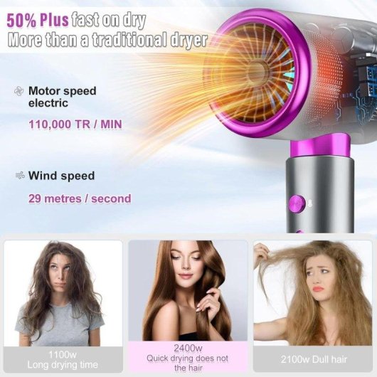 Sèche-cheveux Professionnel avec Diffuseur Dam Electronics 2400W 3 Températures 2 Vitesses Gris