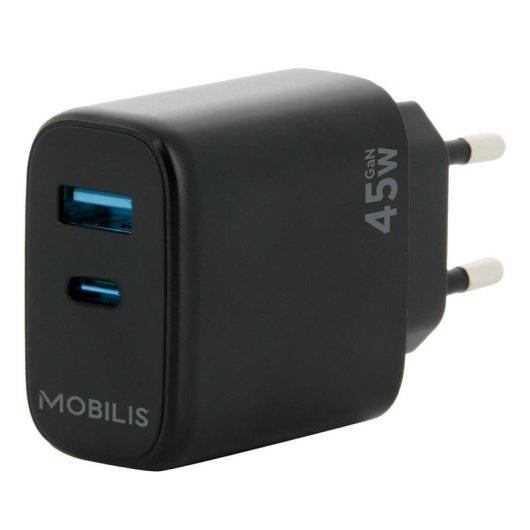 Auto-Ladegerät Universal Mobilis 45W USB-A und USB-C Schwarz