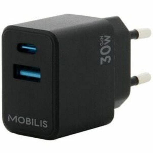 Chargeur de voiture Mobilis 30W USB-A et USB-C Noir