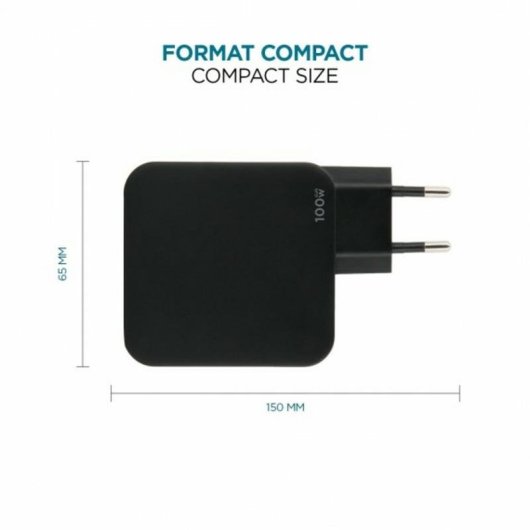 Caricatore 100W Mobilis 2USB-C 1USB-A GaN Nero