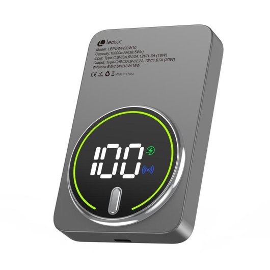 Power Bank Leotec 10000mAh 20W Grau