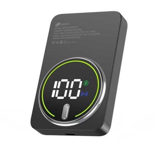 Power Bank Kabellos Leotec 10000mAh 20W Schwarz