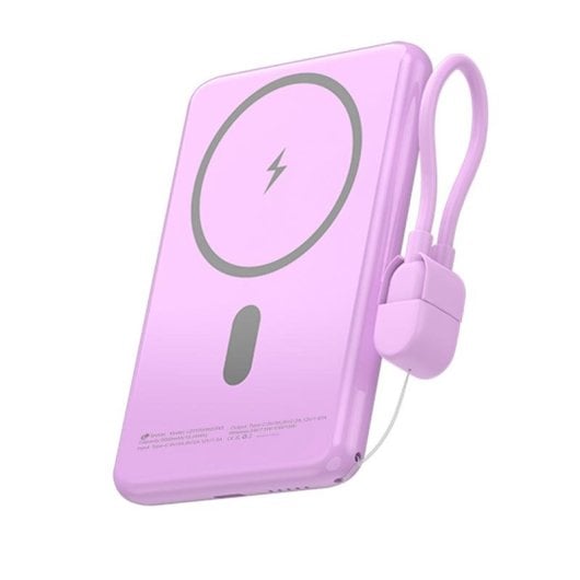 Power Bank Inalámbrico Leotec 5000mAh 20W Rosa