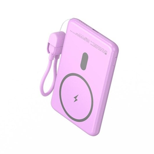 Power Bank Inalámbrico Leotec 5000mAh 20W Rosa