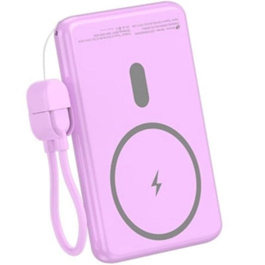 Power Bank Inalámbrico Leotec 5000mAh 20W Rosa