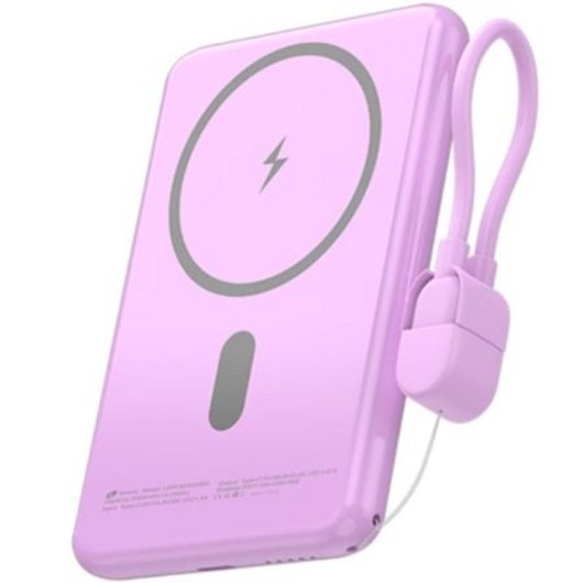 Power Bank Inalámbrico Leotec 5000mAh 20W Rosa