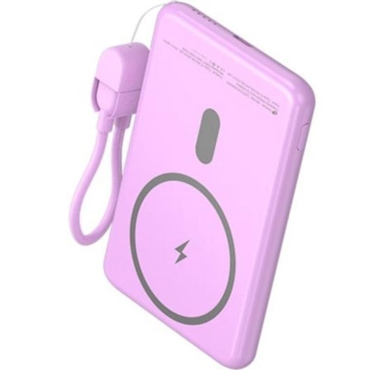 Power Bank Inalámbrico Leotec 5000mAh 20W Rosa