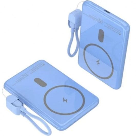 Batería Externa Leotec Power Bank Inalámbrico 5000mAh 20W Azul