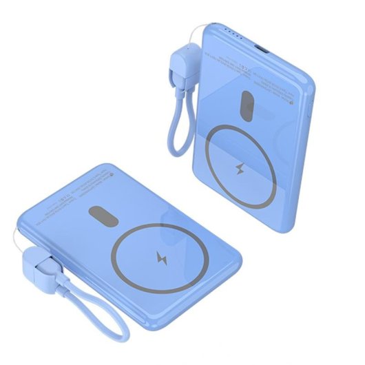 Batería Externa Leotec Power Bank Inalámbrico 5000mAh 20W Azul