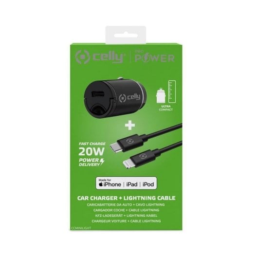 Auto-Ladegerät Celly CCMINILIGHT 20W Ultra-Kompakt USB-C zu Lightning