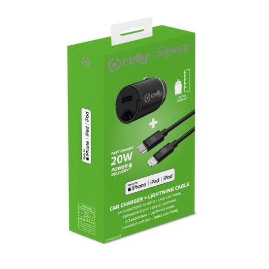 Auto-Ladegerät Celly CCMINILIGHT 20W Ultra-Kompakt USB-C zu Lightning