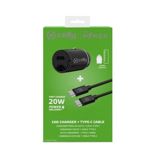 Auto-Ladegerät USB-C Celly CCMINITYPEC Schwarz