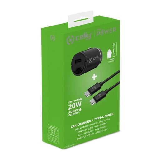 Auto-Ladegerät USB-C Celly CCMINITYPEC Schwarz