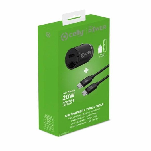 Auto-Ladegerät USB-C Celly CCMINITYPEC Schwarz