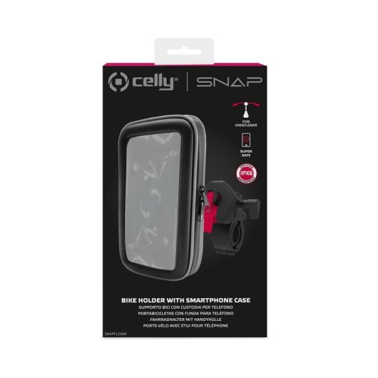 Soporte activo Celly SNAPFLEX para teléfono móvil bicicleta coche scooter negro