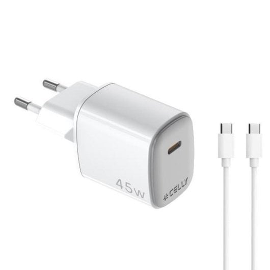 Caricatore Celly UPTC1USBC45WCTC 45W USB-C GaN Interno Bianco 2 m