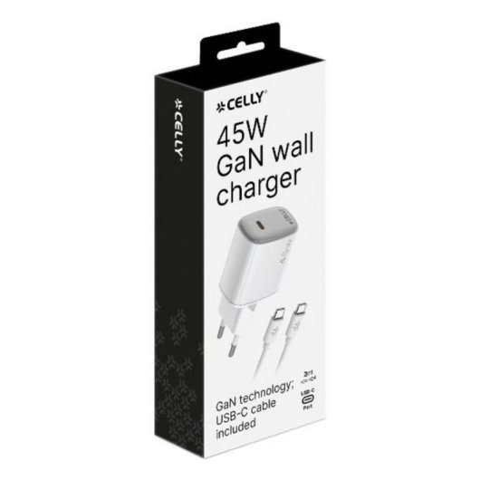 Caricatore Celly UPTC1USBC45WCTC 45W USB-C GaN Interno Bianco 2 m